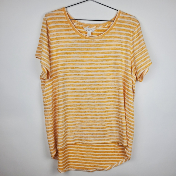 Market & Spruce Tops - MARKET & SPRUCE WGK10291 Short Sleeve Hi Low Scoop Neck Tee Shirt Top Striped 2X